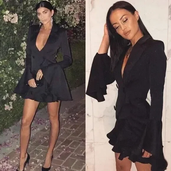 NWT Misha Collection Christy Frill Blazer Dress Black Size 2